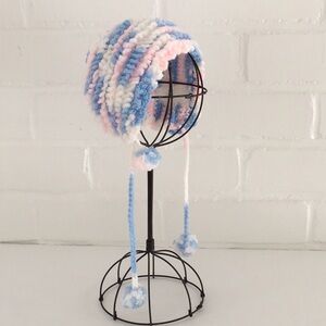 Classic Old-Style Looped Crochet Infant Hat With Chin Tie